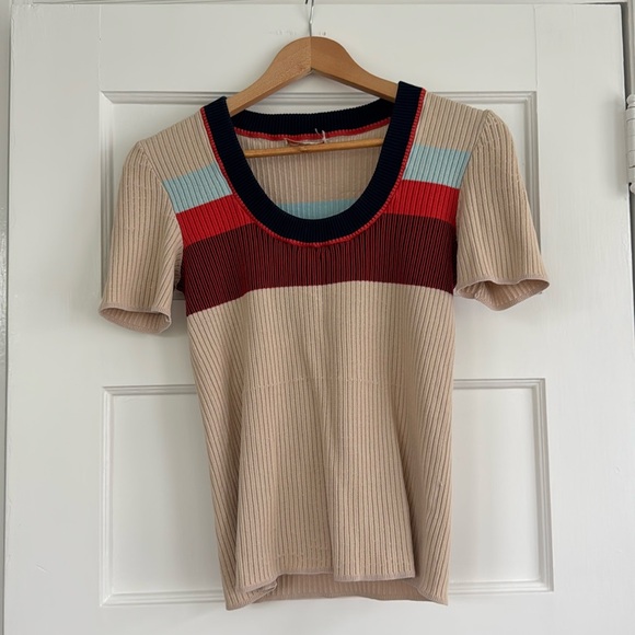 Tory Burch Tops - Tory Burch Plaited Rib Short Sleeve Top Medium